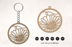 Floral Round Keychain Laser Cut SVG Product Image 1