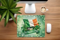 Happy St Patrick’s Day Irish Flag Mouse Pad PNG Sublimation Product Image 1