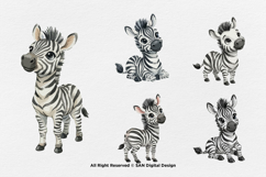 15 Bundle Watercolor Cute Zebra Black White Striped Animal Product Image 6