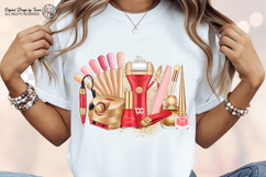 Nail Tech Sublimation PNG Red Gold Beauty Tools Design Product Image 7