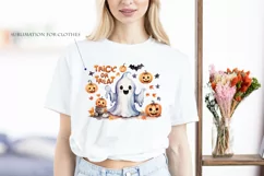 Trick or Treat, Halloween Lettering PNG, Ghost and Pumpkin Product Image 5