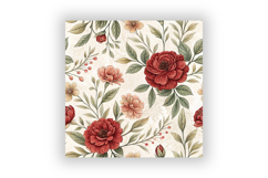 Dusty Red Floral Seamless Pattern Bundle, Romantic Vintage Product Image 4