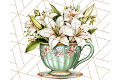 Vintage Floral Teacup Clipart PNG, Blooming Teacups Clip Art Product Image 2