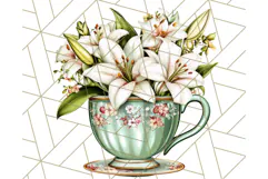 Vintage Floral Teacup Clipart PNG, Blooming Teacups Clip Art Product Image 2