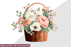 Watercolor Flower Basket Clipart, Bundle Flower Basket PNG Product Image 5