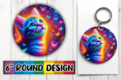 Whimsical Keychain Circle Sublimation, Cat Product Image 1
