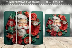 3D Christmas Santa Flowers Tumbler Design Product Image 1