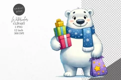 Christmas clipart, Polar bear clipart, Christmas sublimation Product Image 1