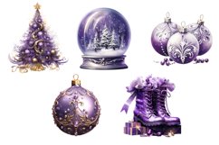 Charm Purple Christmas Clipart Bundle, Set of 20 Png Bundle Product Image 6