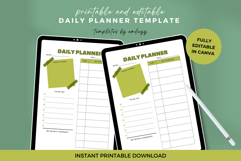 Printable Daily Planner Template, Aesthetic Green Grid Product Image 3