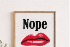Cross stitch nope lips pattern, disgusting modern emotional Product Image 6
