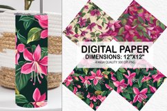 Fuchsia Flowers Pattern Digital Paper- Flowers Background Product Image 1