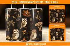 Cute Owl Seemless Tumbler Wrap Designs, Sublimation Wrap Product Image 1