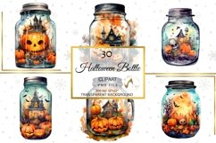 Halloween Bottle Clipart bundle, Watercolor Halloween Images Product Image 5