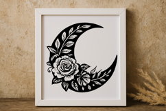 Floral Crescent Moon SVG Product Image 1