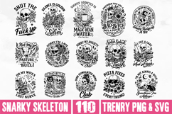 Snarky Skeleton PNG SVG Bundle, Sarcastic Skull Trendy PNG Product Image 6