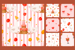 Cute Hand Drawn Birthday Goose Clipart &amp; Pattern Product Image 11