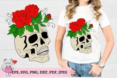 Skull with Roses Svg, Layered Svg, Sugar Skull Svg Product Image 5
