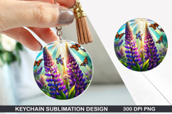Flower Keychain Sublimation - Summer Keychain PNG Design Product Image 1