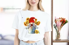 Watercolor Gnome Holding Sunflowers in Bucket Illustration Product Image 6