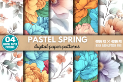 Pastel Spring Flower Pattern Digital Paper Background PNG Product Image 1