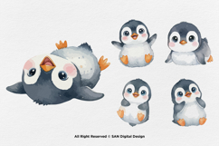 15 Bundle Watercolor Cute Penguin Baby Kids Ice White Animal Product Image 6