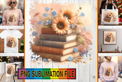 Unique TSHIRT Designs PNG, Book and flower Product Image 1