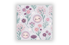 Cute Kawaii Wildflowers Seamless Pattern, Pastel Floral Product Image 5
