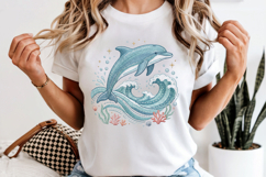 Embroidery Dolphin PNG, Nautical Ocean Sublimation Design Product Image 6