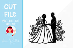 Bride and groom silhouette, cut file, wedding SVG Product Image 1