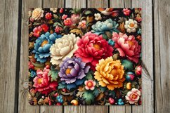 Flowers, black background | folk tumbler Sublimation designs Product Image 6