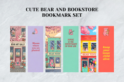 Cute Bear and Bookstore Bookmark Set,Cozy Bookshop Art Product Image 6