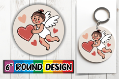 Playful Circle Car Coaster Design, Cupid Product Image 1