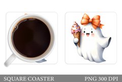 Cute Ghost Coaster Design. Halloween Coaster Sublimation Product Image 1