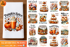 Fall Kitchen Towel Bundle, Pumpkin Kitchen Towel Bundle PNG Product Image 1