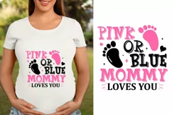 Pink or blue mommy loves you SVG Design, Pregnancy SVG Desig Product Image 1