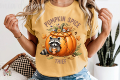 Pumpkin Spice Thief PNG, Cute Raccoon Sublimation Design Product Image 5