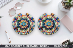 Flowers Car Coaster Sublimation|Christmas Coaster PNG Design Product Image 1