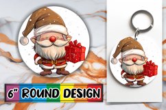 Winter Gnome Round Keychain Design Watercolor Sublimation Product Image 1