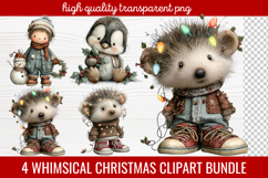 4 Whimsical Christmas Clipart | Cute Festive Holiday PNG Product Image 1