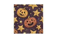 Funny Pumpkin Starry Night Seamless Pattern, Digital Paper Product Image 6