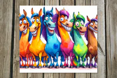 Funny horses | 4 skinny tumbler Sublimation designs P2 Product Image 2
