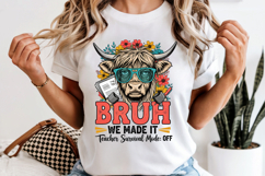 Bruh We Made It PNG, Graduation Highland Cow Sublimation Product Image 1