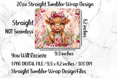 Summer Fruits Highland Cow 20 OZ Skinny Tumbler Wrap Png. Product Image 5