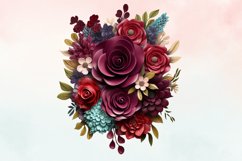 3d sublimation Burgundy Floral Bouquet Clipart Bundle, 3D Product Image 6