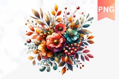 Autumn Flowers Sublimation - Clipart PNG Design Product Image 1