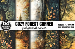 Cozy Forest Corner Junk Journal Paper Patterns Bundle PNG Product Image 7