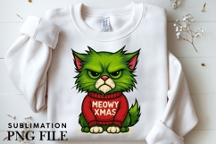 Green funny Christmas cat png design for T-shirts Product Image 3