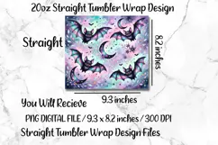 Halloween Bats 20 OZ Skinny Tumbler Wrap Sublimation PNG. Product Image 5