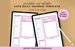 Cute Daily Journal Canva Template - Editable Planner &amp; Self- Product Image 3